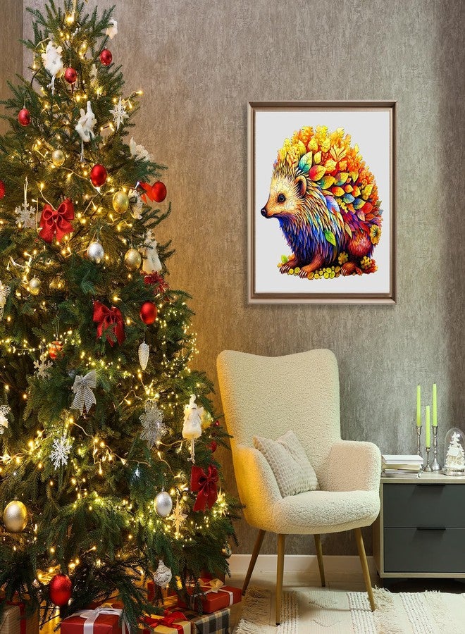 DOCRAGI Wooden Puzzles for Adults - Clever Hedgehog Wooden Jigsaw Puzzle - Unique Animal Shaped Wood Puzzles Adult - Christmas Birthday Gifts for Adults/Friends/Family - 200pcs 11.4 * 10.5in - Image 2
